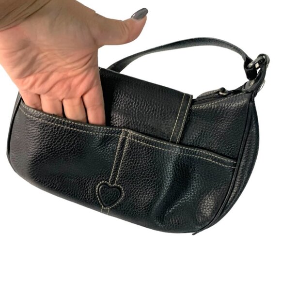 BRIGHTON Black Suede and Pebbled Leather Shoulder Bag - Picture 5 of 12